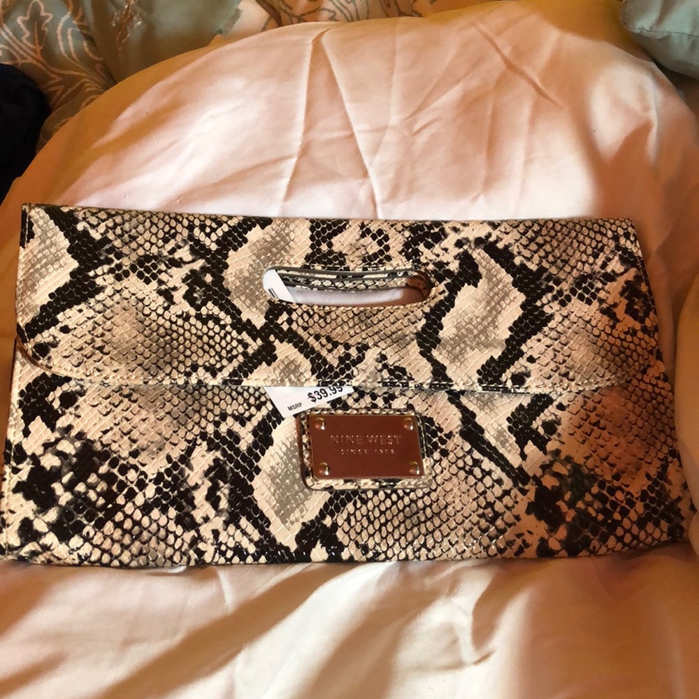 Brand new with tags Nine West snake skin clutch